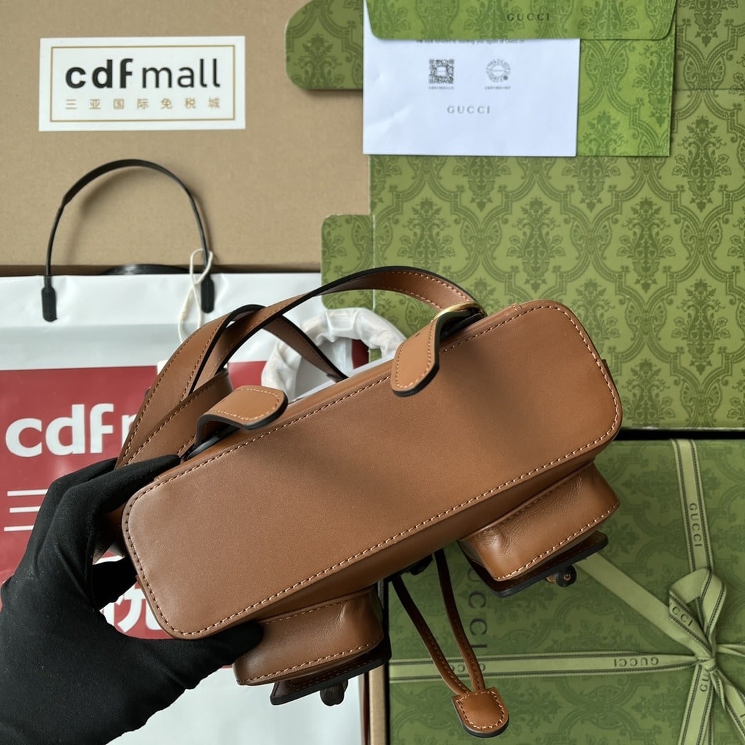 1:1 Replica Gucci Bamboo Small Backpack Brown For Women, Women's Bags 8.6in/22cm GG 702101 UZY0T 2535 - Image 3