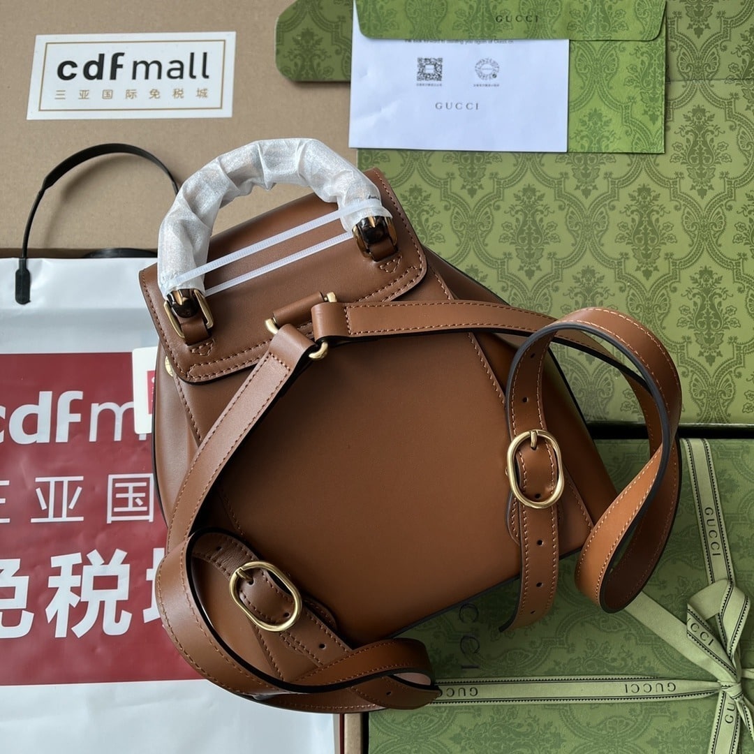 1:1 Replica Gucci Bamboo Small Backpack Brown For Women, Women's Bags 8.6in/22cm GG 702101 UZY0T 2535 - Image 4