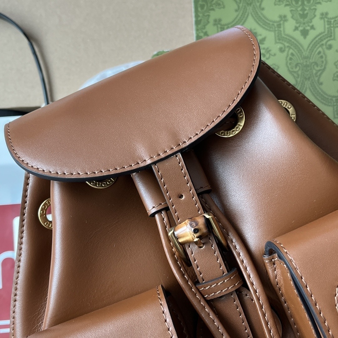 1:1 Replica Gucci Bamboo Small Backpack Brown For Women, Women's Bags 8.6in/22cm GG 702101 UZY0T 2535 - Image 9