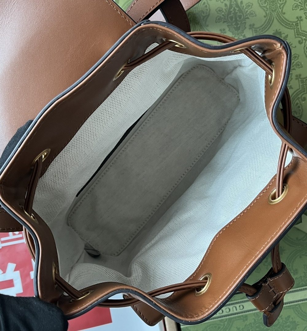 1:1 Replica Gucci Bamboo Small Backpack Brown For Women, Women's Bags 8.6in/22cm GG ‎‎702101 UZY0T 2535