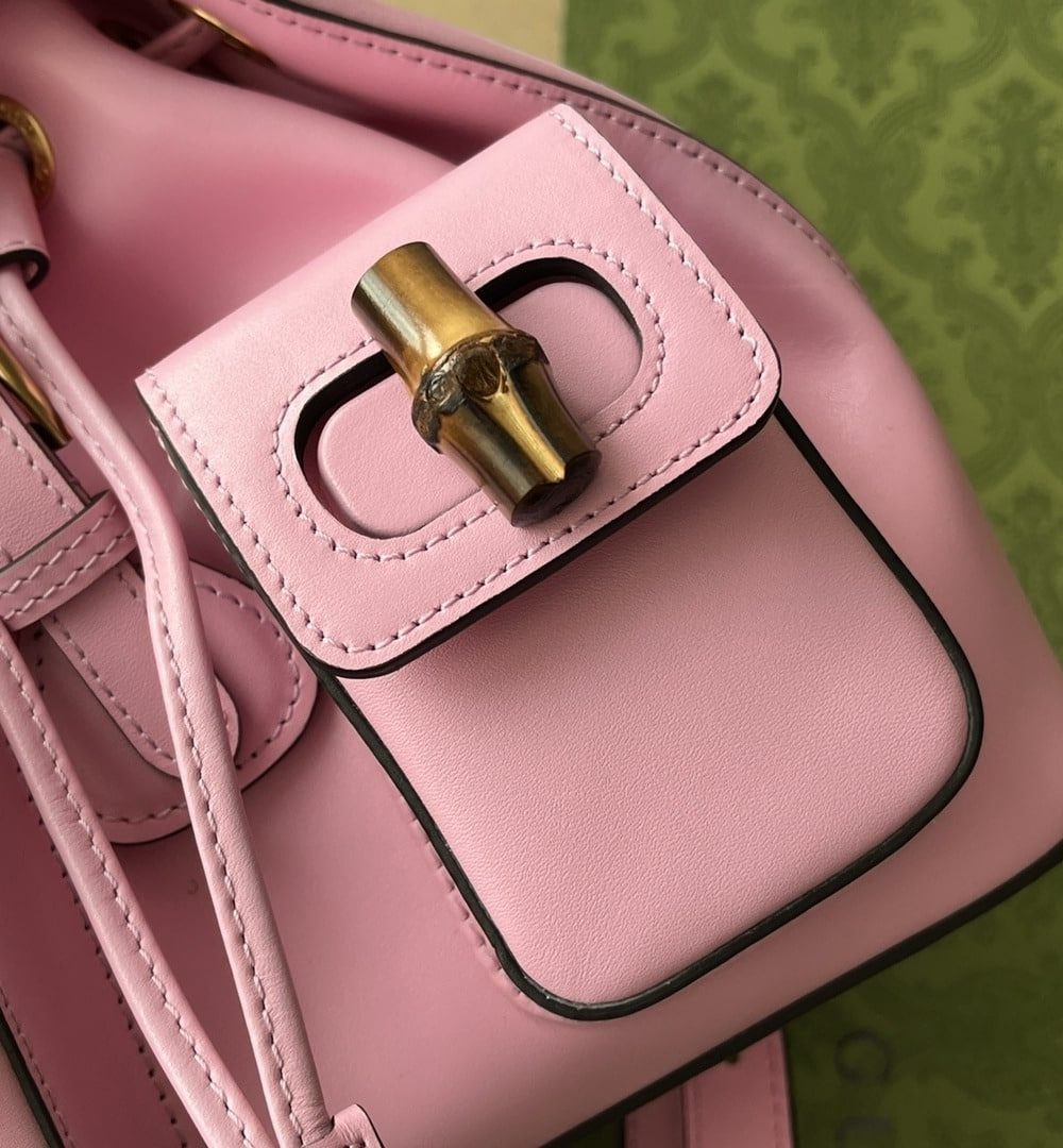 1:1 Replica Gucci Bamboo Small Backpack Pink For Women, Women's Bags 8.6in/22cm GG ‎‎702101 UZY0T 5814
