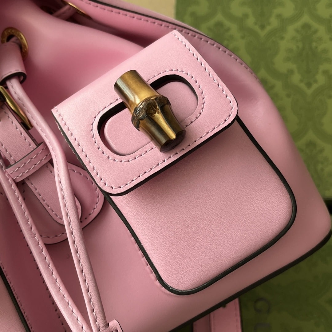 1:1 Replica Gucci Bamboo Small Backpack Pink For Women, Women's Bags 8.6in/22cm GG 702101 UZY0T 5814 - Image 5