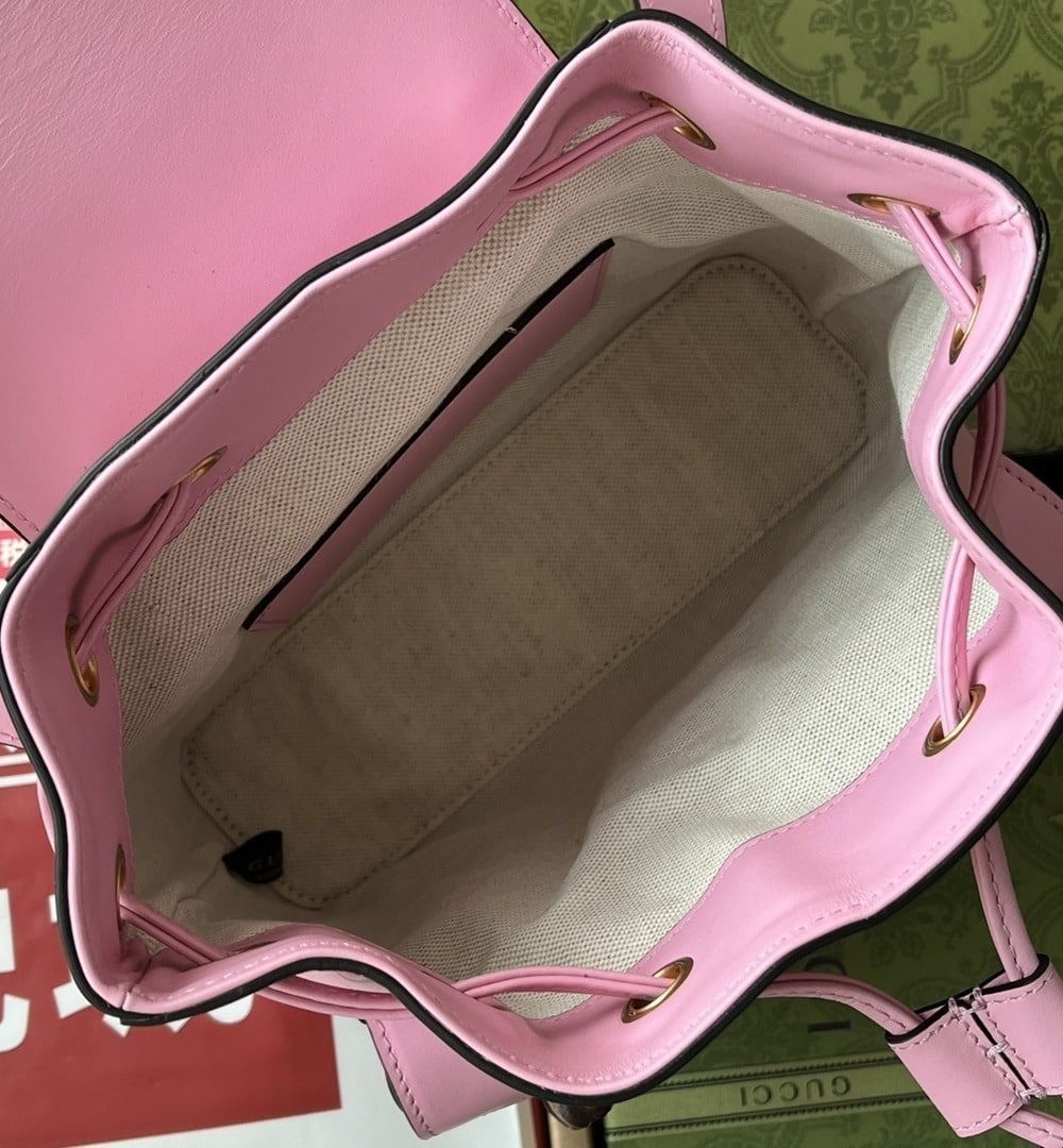 1:1 Replica Gucci Bamboo Small Backpack Pink For Women, Women's Bags 8.6in/22cm GG ‎‎702101 UZY0T 5814