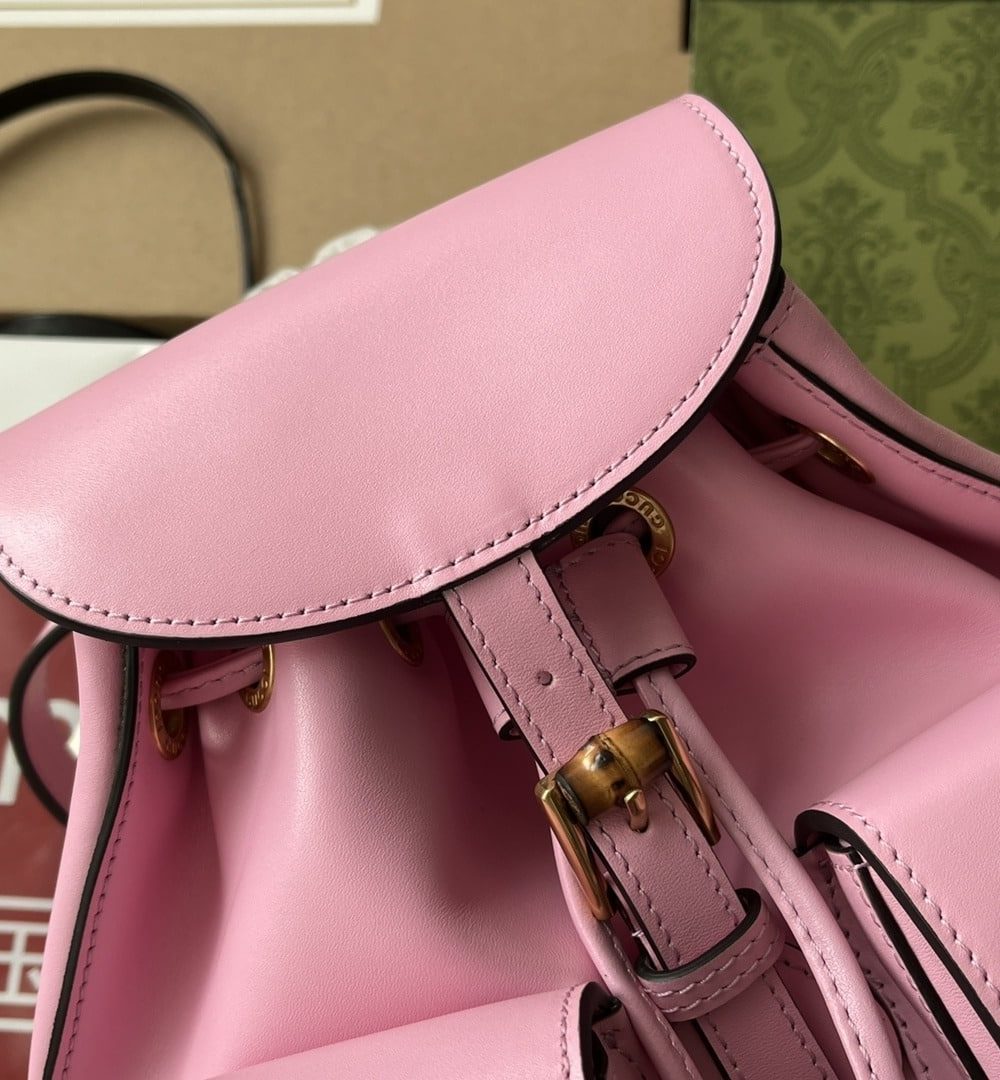 1:1 Replica Gucci Bamboo Small Backpack Pink For Women, Women's Bags 8.6in/22cm GG ‎‎702101 UZY0T 5814
