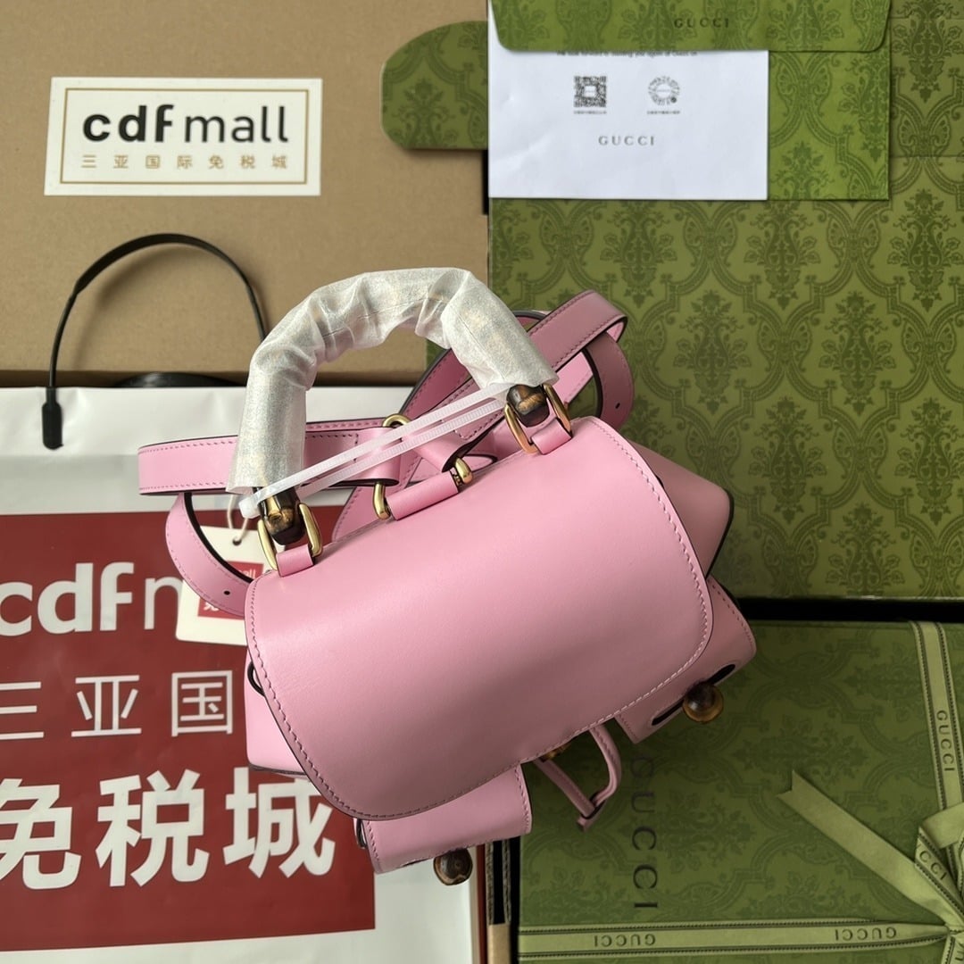 1:1 Replica Gucci Bamboo Small Backpack Pink For Women, Women's Bags 8.6in/22cm GG 702101 UZY0T 5814 - Image 9