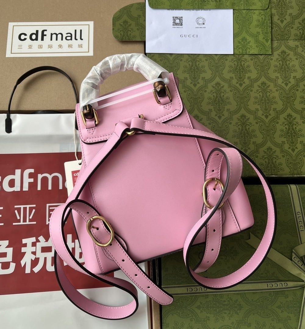 1:1 Replica Gucci Bamboo Small Backpack Pink For Women, Women's Bags 8.6in/22cm GG ‎‎702101 UZY0T 5814