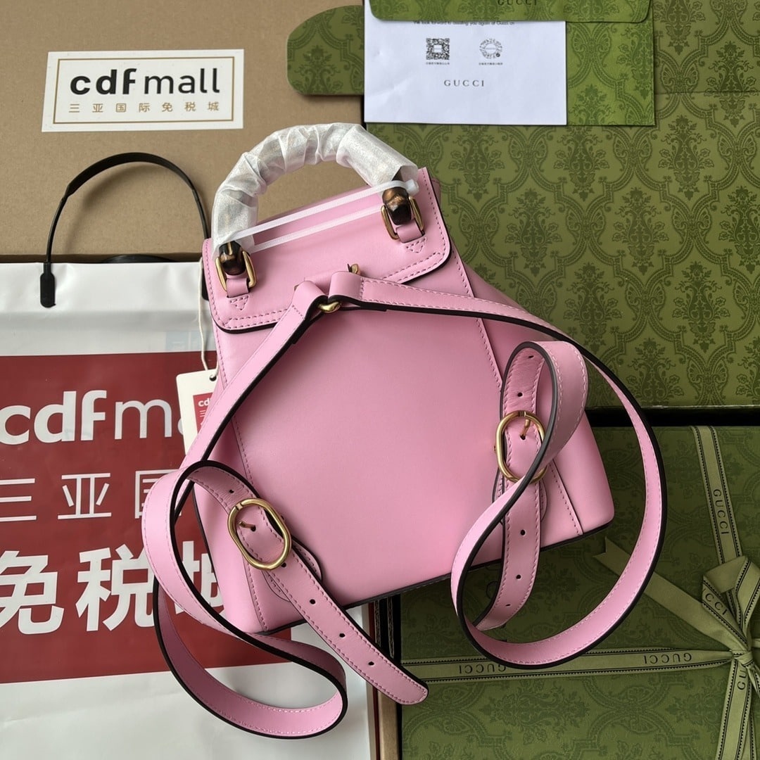 1:1 Replica Gucci Bamboo Small Backpack Pink For Women, Women's Bags 8.6in/22cm GG 702101 UZY0T 5814 - Image 4