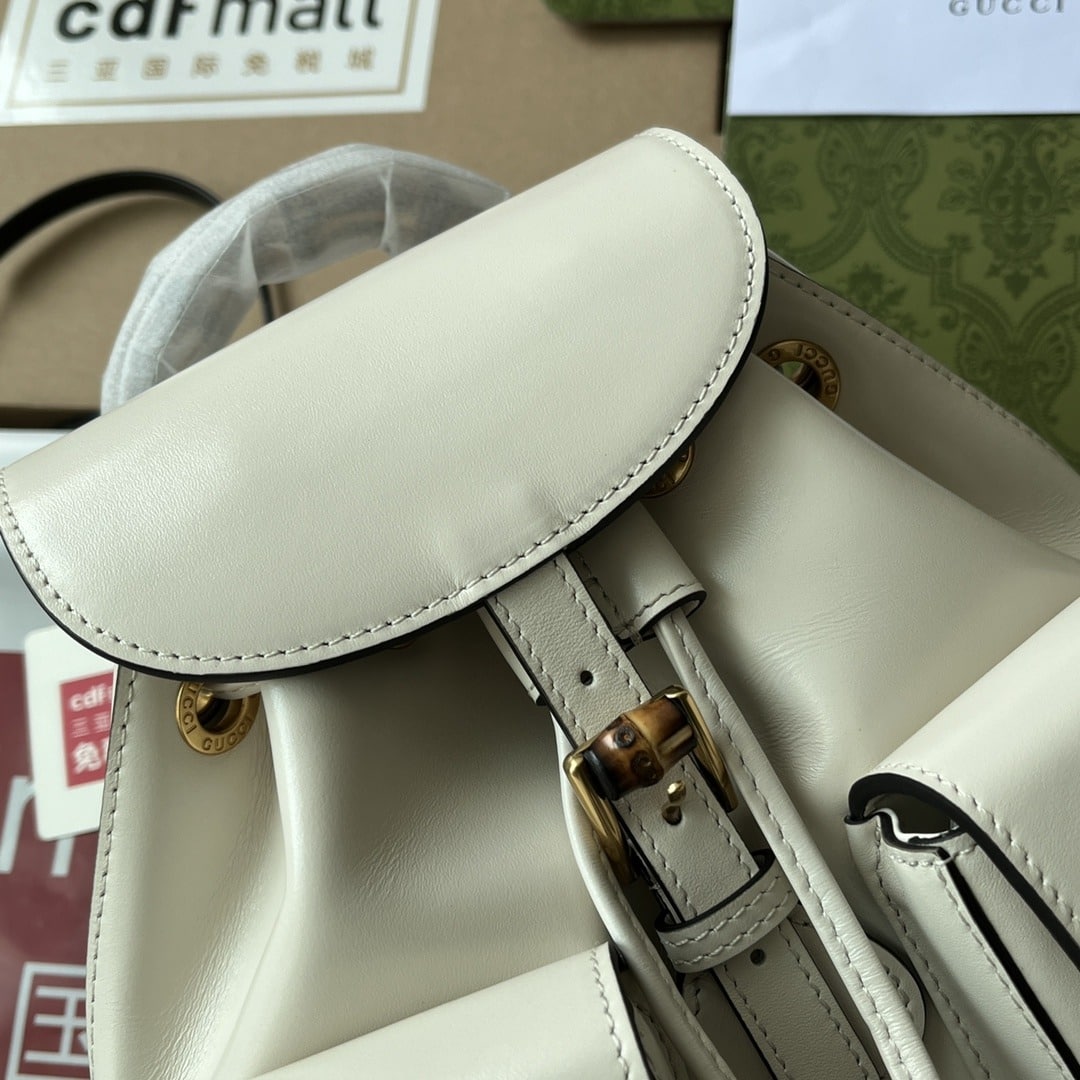 1:1 Replica Gucci Bamboo Small Backpack White For Women, Women's Bags 8.6in/22cm GG 702101 UZY0T 9022 - Image 7