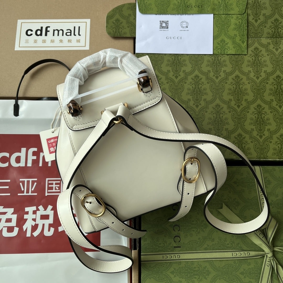 1:1 Replica Gucci Bamboo Small Backpack White For Women, Women's Bags 8.6in/22cm GG 702101 UZY0T 9022 - Image 6