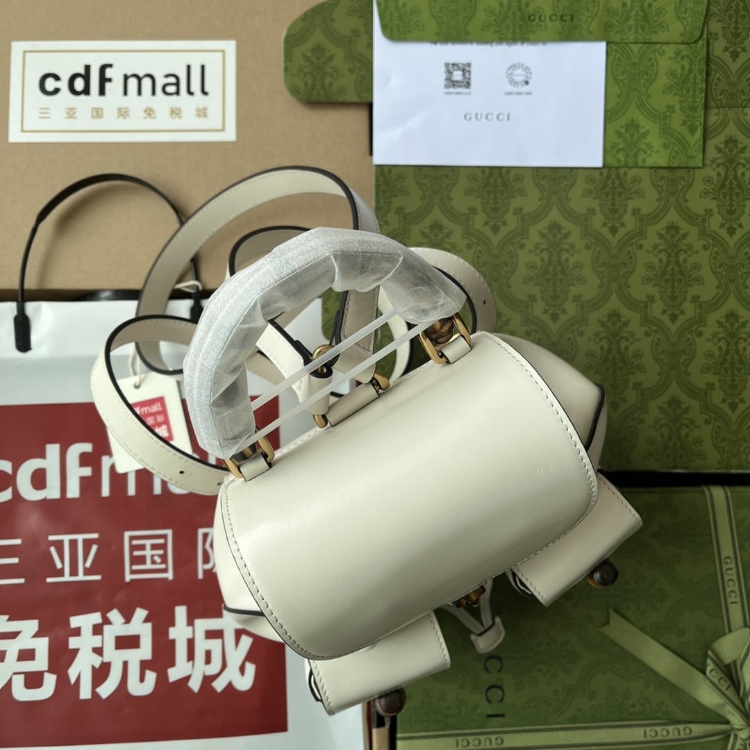 1:1 Replica Gucci Bamboo Small Backpack White For Women, Women's Bags 8.6in/22cm GG 702101 UZY0T 9022 - Image 3