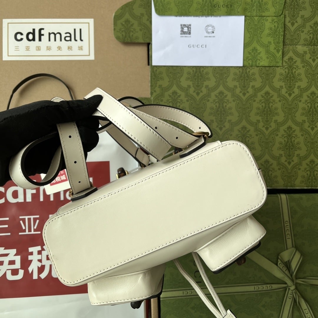 1:1 Replica Gucci Bamboo Small Backpack White For Women, Women's Bags 8.6in/22cm GG 702101 UZY0T 9022 - Image 2