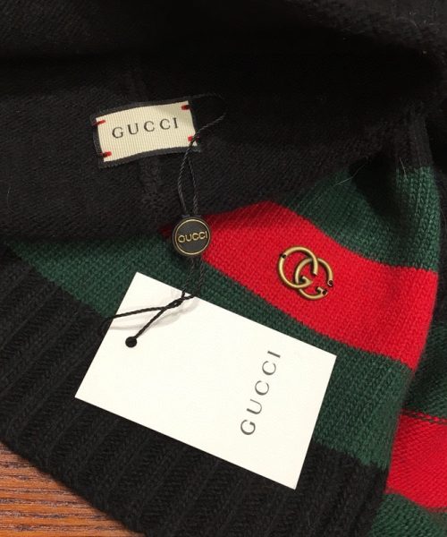 Gucci Beanie & Scarf Set In Black 