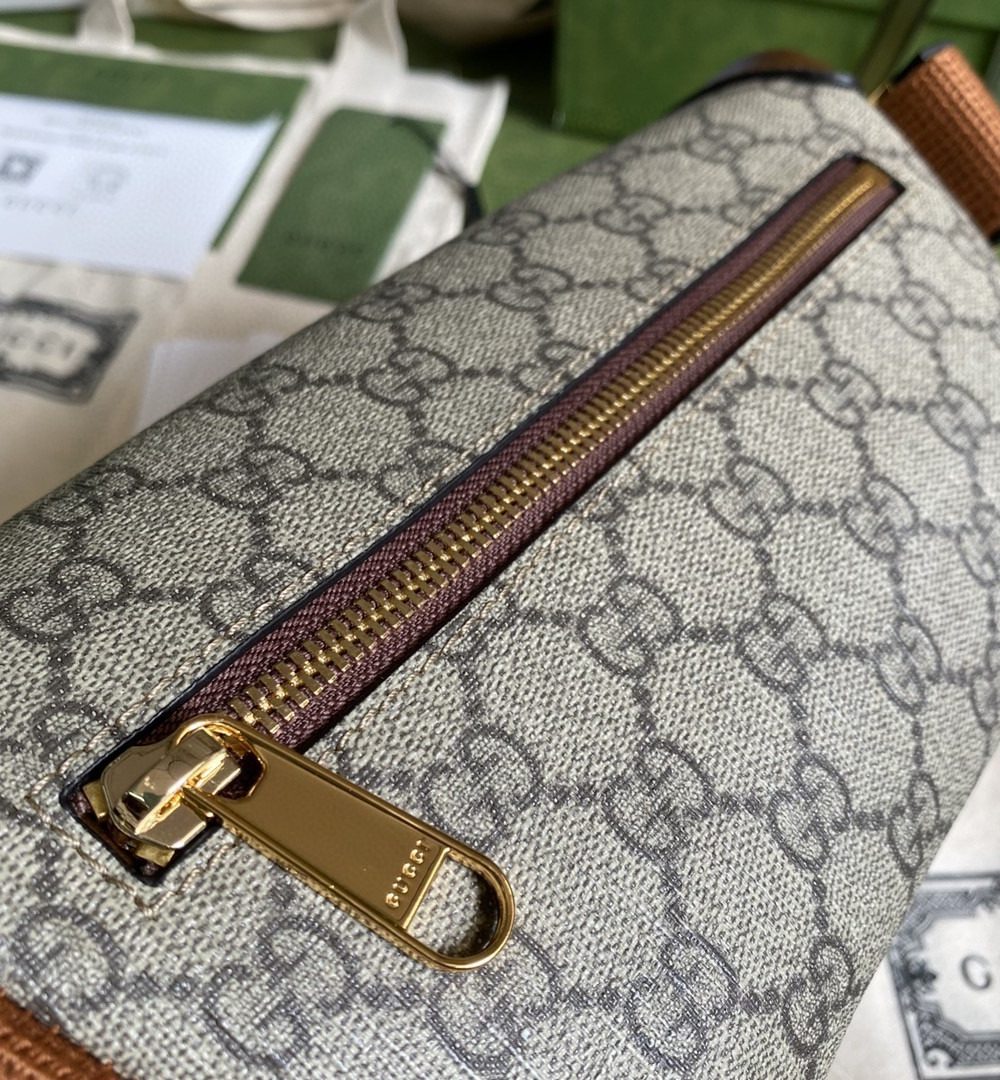 1:1 Replica Gucci Belt Bag With Interlocking G Beige And Ebony GG Supreme Canvas For Women 9in/23cm 682933 92THG 8563