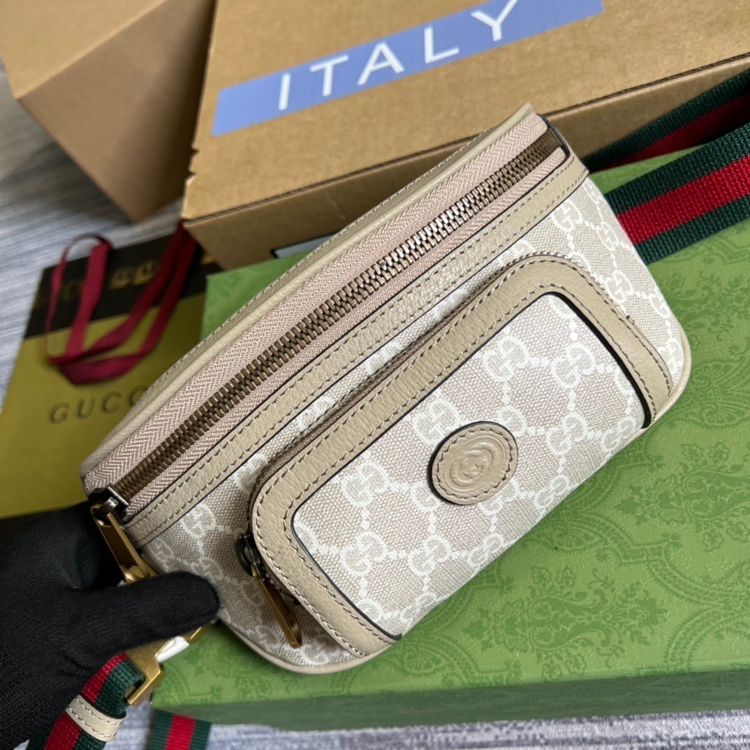 1:1 Replica Gucci Belt Bag With Interlocking G Beige And White GG Sumpreme Canvas For Women 9in/23cm GG 682933 UULCT 9682 - Image 7