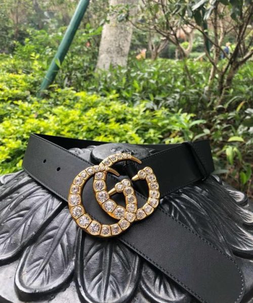 1:1 Replica Gucci Belt Beaded Double G Black GG, Women Belt 453260 DLX1T 9094