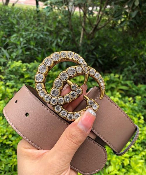 1:1 Replica Gucci Belt Beaded Double G Brown GG, Women Belt ‎453260