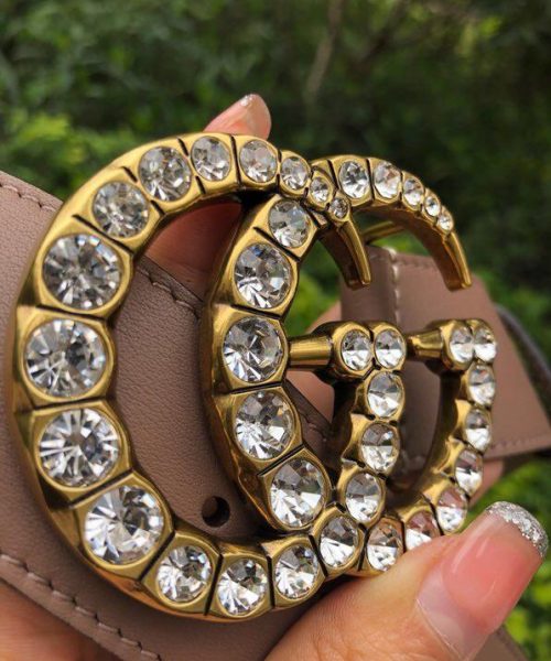 1:1 Replica Gucci Belt Beaded Double G Brown GG, Women Belt ‎453260