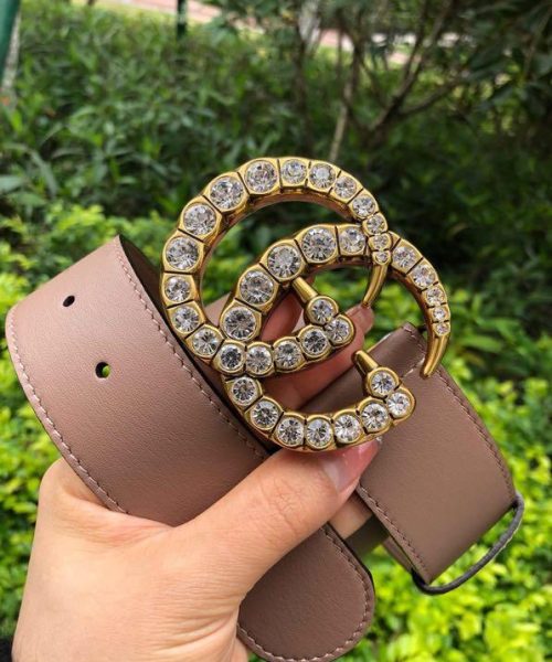1:1 Replica Gucci Belt Beaded Double G Brown GG, Women Belt ‎453260