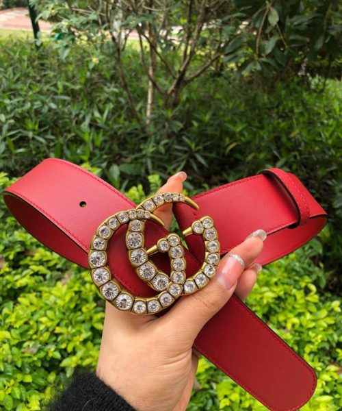 1:1 Replica Gucci Belt Beaded Double G Red GG, Women Belt 453260