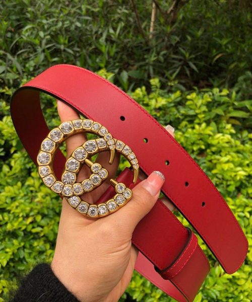 1:1 Replica Gucci Belt Beaded Double G Red GG, Women Belt 453260