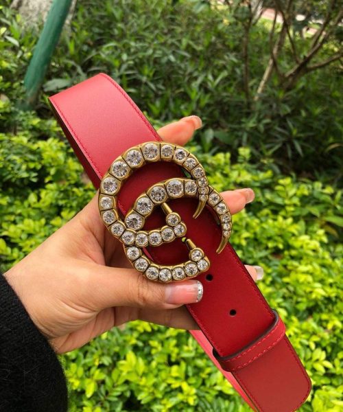 1:1 Replica Gucci Belt Beaded Double G Red GG, Women Belt 453260