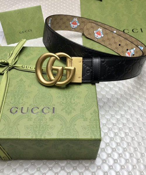 1:1 Replica Gucci Belt Signature With Double G Buckle Doreamon Black For Women, Women Belt