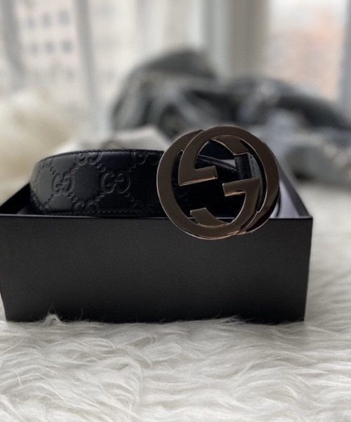 1:1 Replica Gucci Belt Signature With Interlocking G Buckle Black For Women, Women Belt