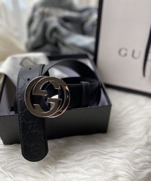 1:1 Replica Gucci Belt Signature With Interlocking G Buckle Black For Women, Women Belt