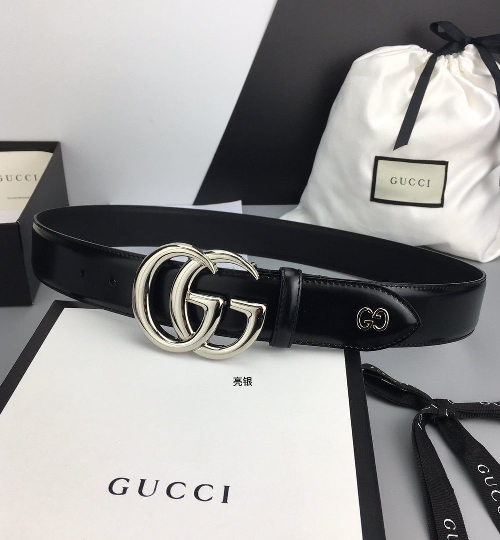 1:1 Replica Gucci Belt With Double G Buckle Black For Women, Women Belt