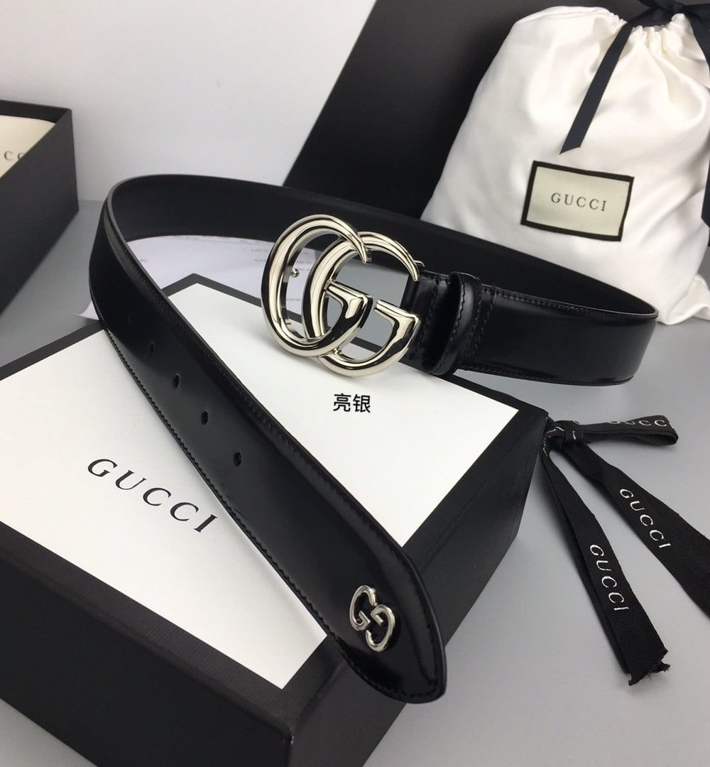 1:1 Replica Gucci Belt With Double G Buckle Black For Women, Women Belt