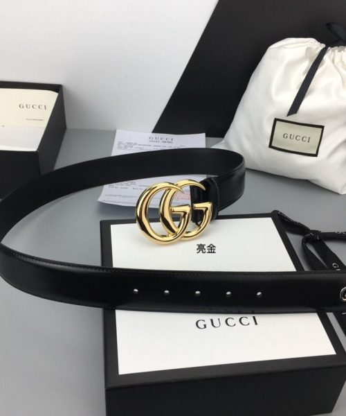 1:1 Replica Gucci Belt With Double G Buckle Black For Women, Women Belt