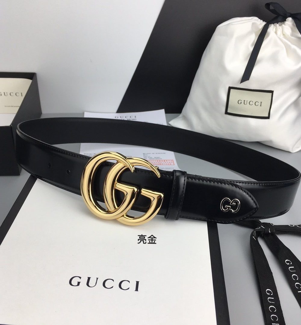 1:1 Replica Gucci Belt With Double G Buckle Black For Women, Women Belt