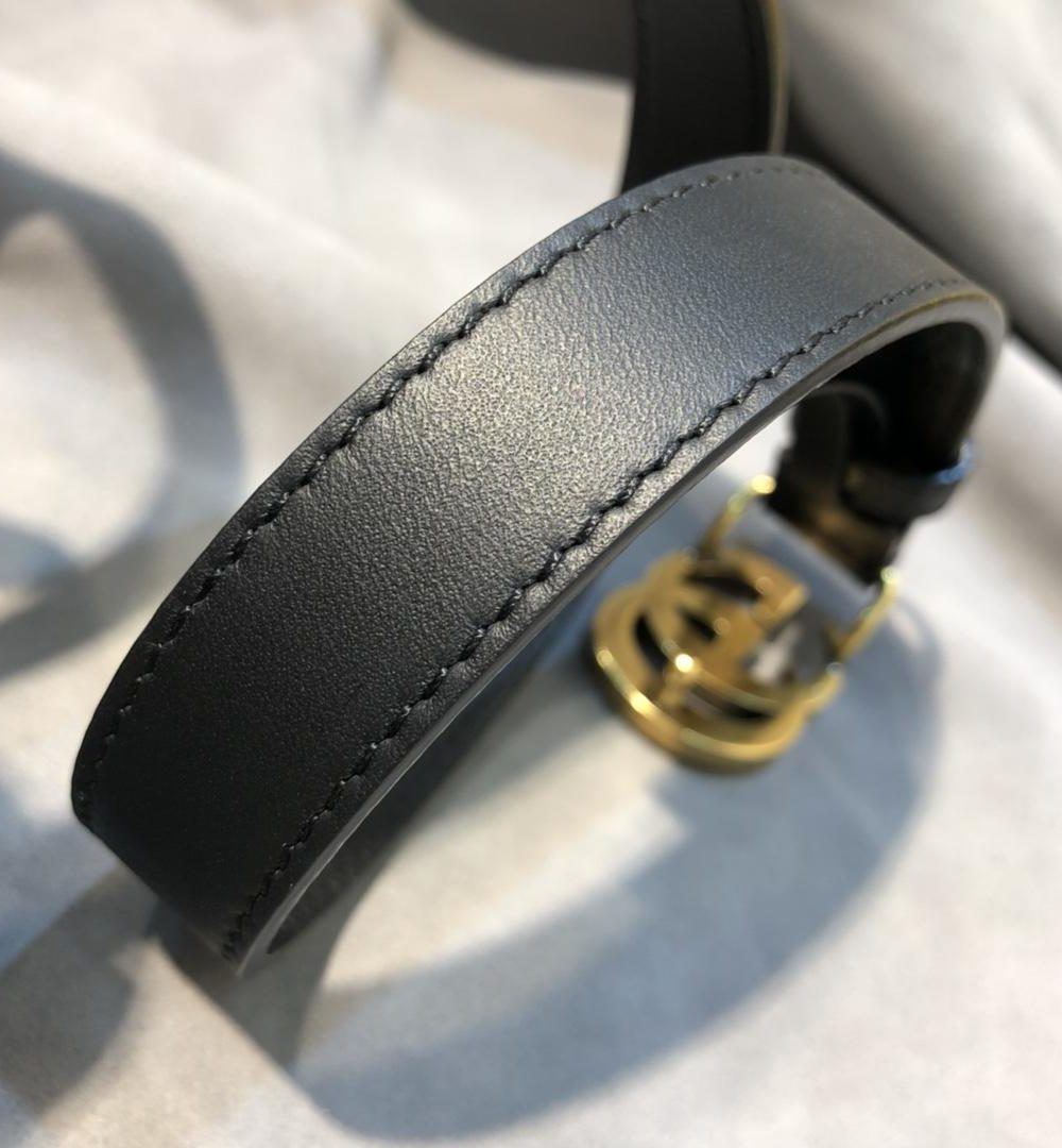 1:1 Replica Gucci Belt With Double G Buckle Black GG, Women Belt 414516 AP00T 1000