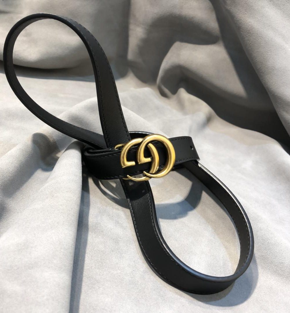 1:1 Replica Gucci Belt With Double G Buckle Black GG, Women Belt 414516 AP00T 1000
