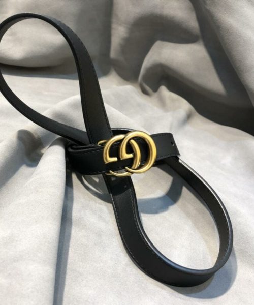 1:1 Replica Gucci Belt With Double G Buckle Black GG, Women Belt 414516 AP00T 1000