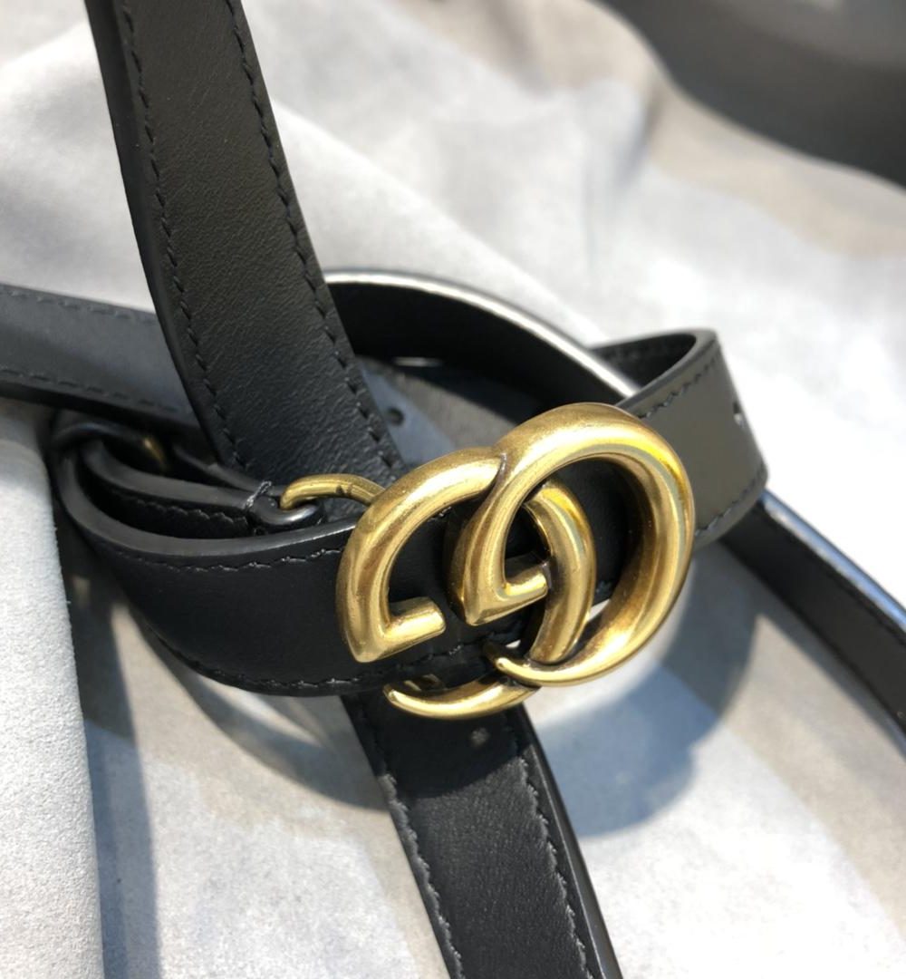 1:1 Replica Gucci Belt With Double G Buckle Black GG, Women Belt 414516 AP00T 1000