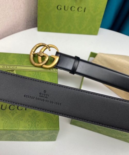 1:1 Replica Gucci Belt With Double G Snake Black For Women, Women Belt 458949 CVE0T 1000