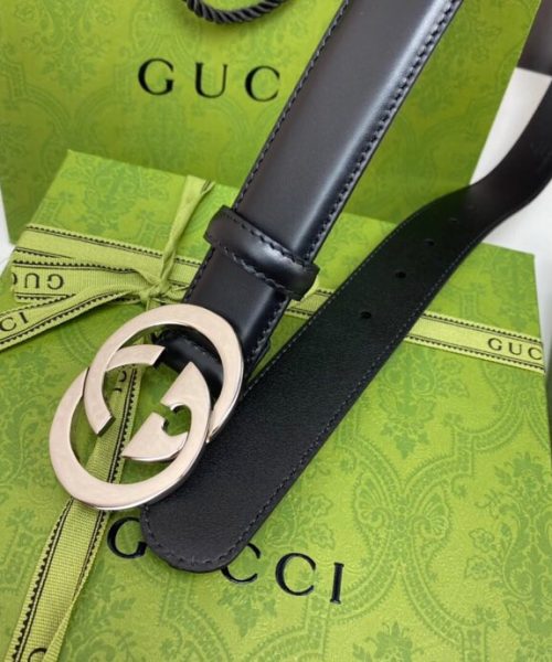 1:1 Replica Gucci Belt With Interlocking G Black For Women, Women Belt