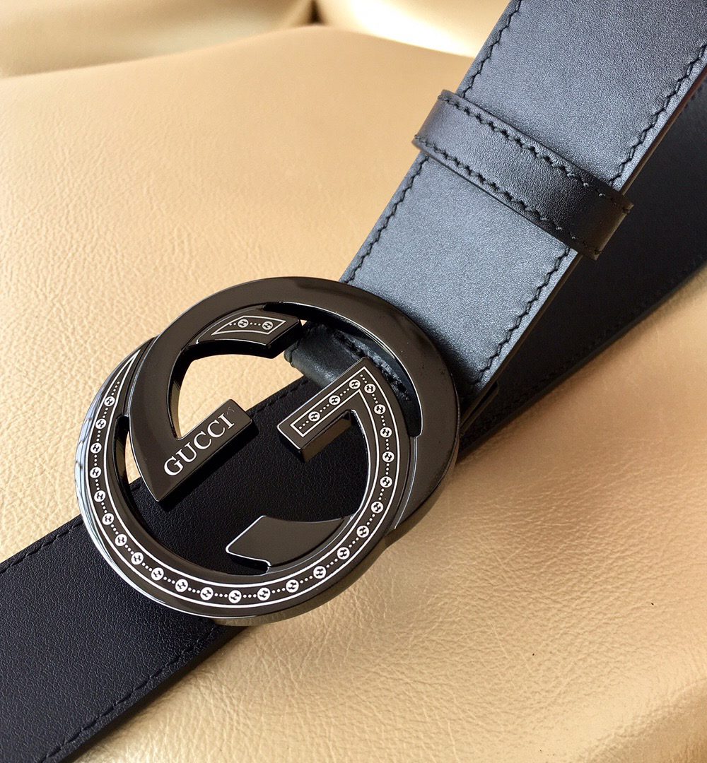 1:1 Replica Gucci Belt With Interlocking G Buckle Black For Women, Women Belt