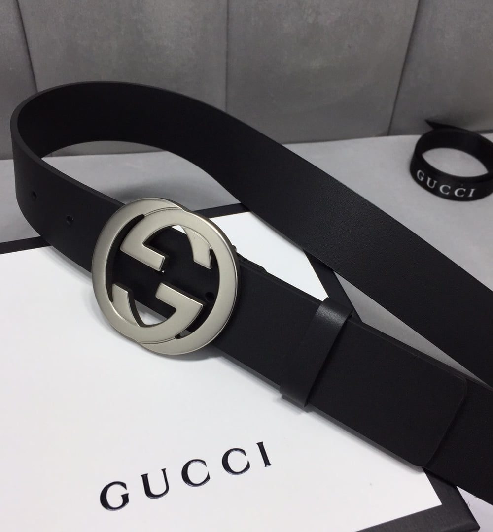1:1 Replica Gucci Belt With Interlocking G Buckle Black For Women, Women Belt 368186 BGH0N 1000