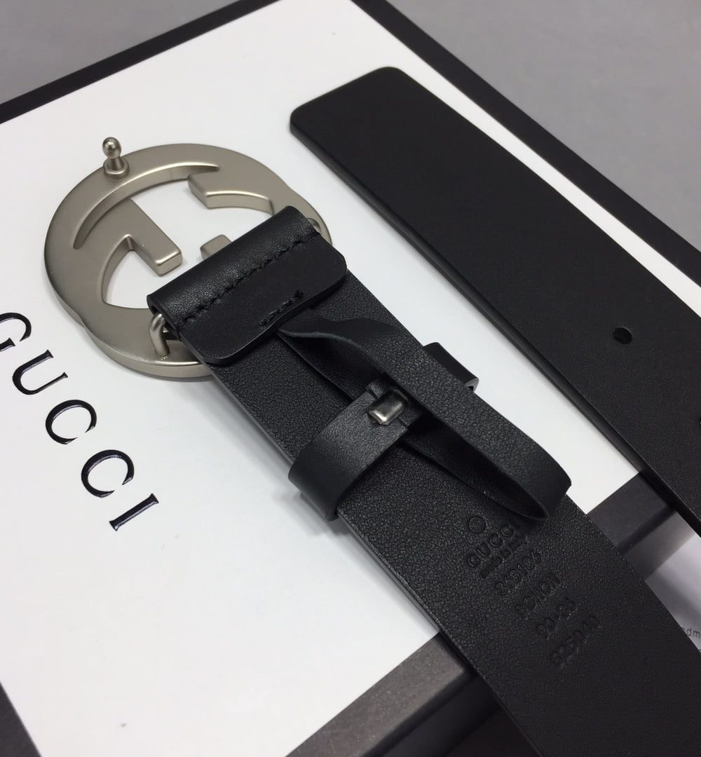 1:1 Replica Gucci Belt With Interlocking G Buckle Black For Women, Women Belt 368186 BGH0N 1000