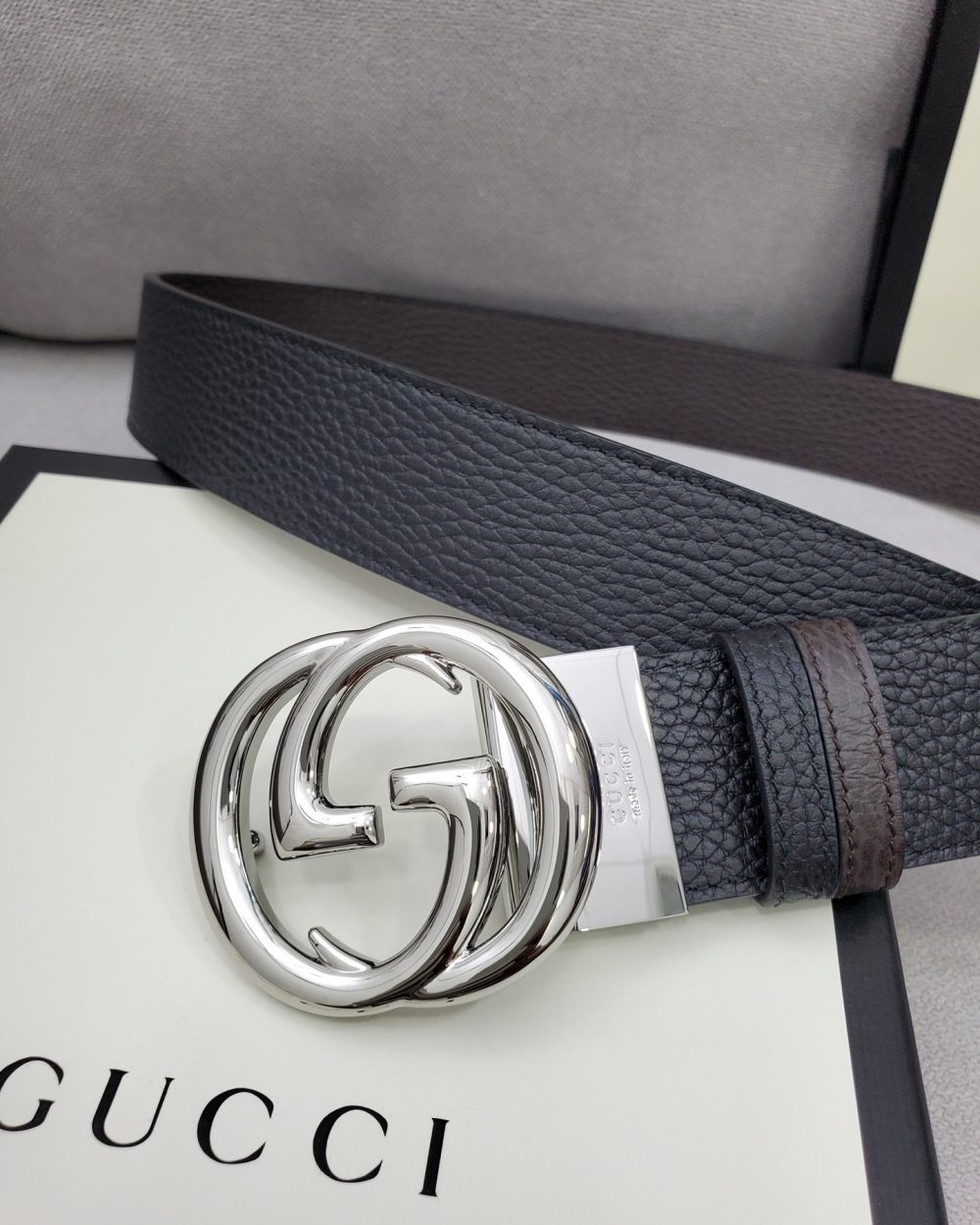 1:1 Replica Gucci Belt With Interlocking G Buckle Black For Women, Women Belt