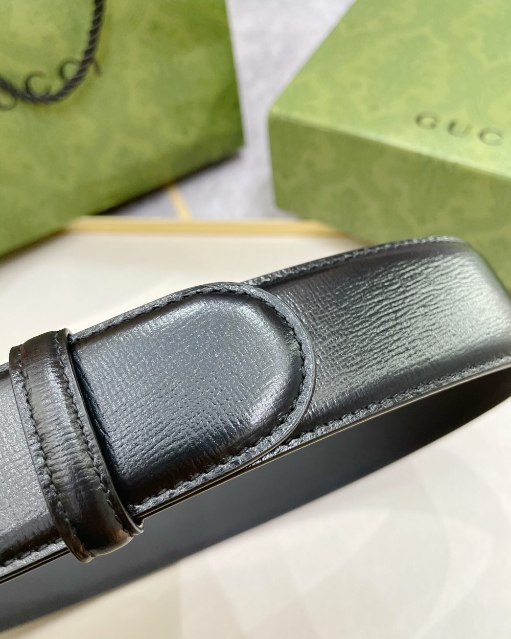 1:1 Replica Gucci Belt With Interlocking G Buckle Black For Women, Women Belt