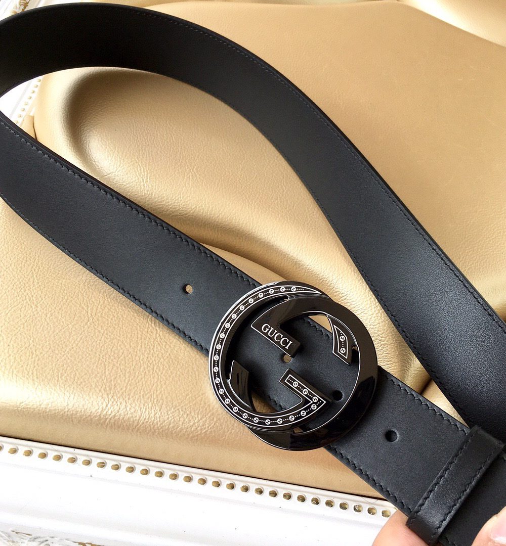 1:1 Replica Gucci Belt With Interlocking G Buckle Black For Women, Women Belt