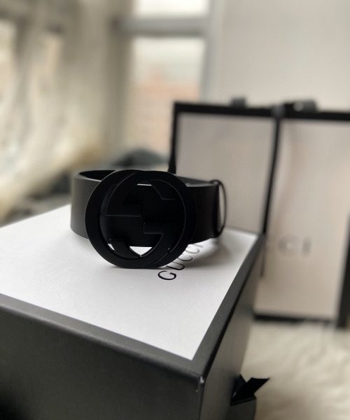 1:1 Replica Gucci Belt With Interlocking G Buckle Black For Women, Women Belt