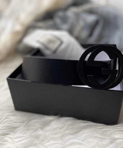 1:1 Replica Gucci Belt With Interlocking G Buckle Black For Women, Women Belt