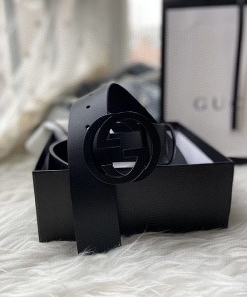 1:1 Replica Gucci Belt With Interlocking G Buckle Black For Women, Women Belt