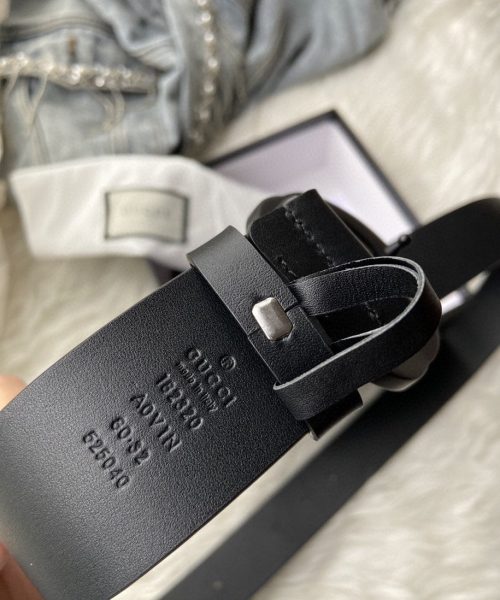 1:1 Replica Gucci Belt With Interlocking G Buckle Black For Women, Women Belt