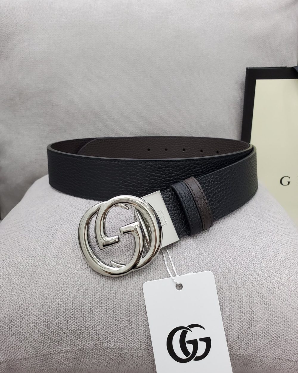 1:1 Replica Gucci Belt With Interlocking G Buckle Black For Women, Women Belt