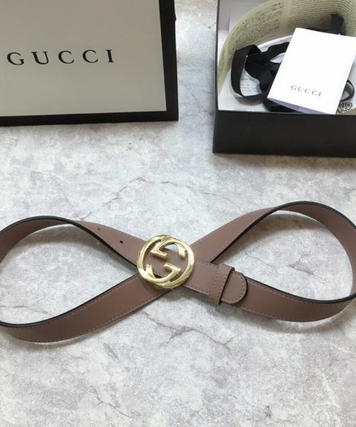 1:1 Replica Gucci Belt With Interlocking G Buckle Brown GG, Women Belt 370717